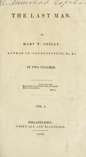 Mary Shelley: The last man. (1833, Carey, Lea and Blanchard)